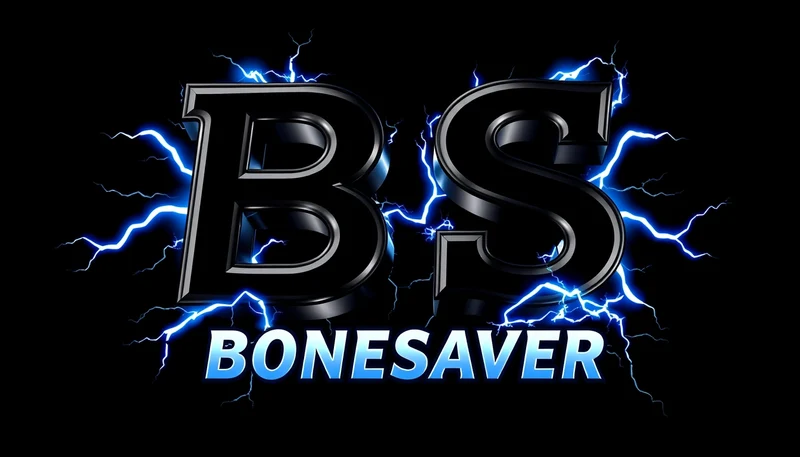 Původní logo BoneSaver s elektrickými modrými blesky